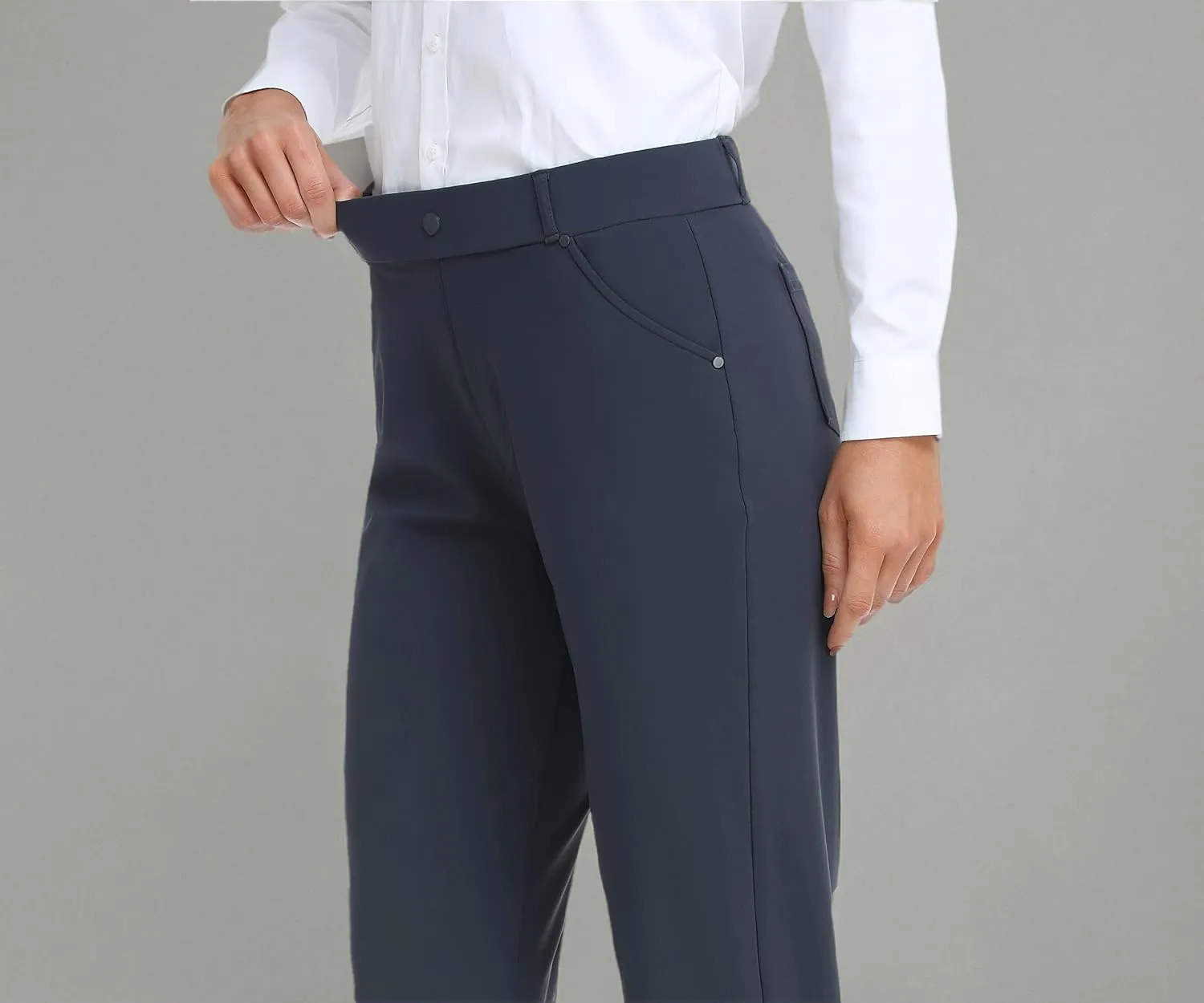 Oalka Women's Dress Pants Straight Leg Yoga Work Stretchy Pant for Office Business