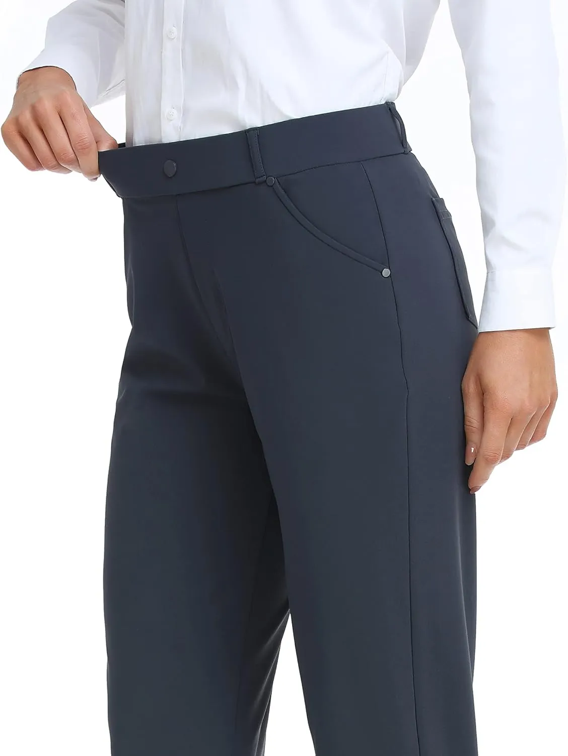 Oalka Women's Dress Pants Straight Leg Yoga Work Stretchy Pant for Office Business