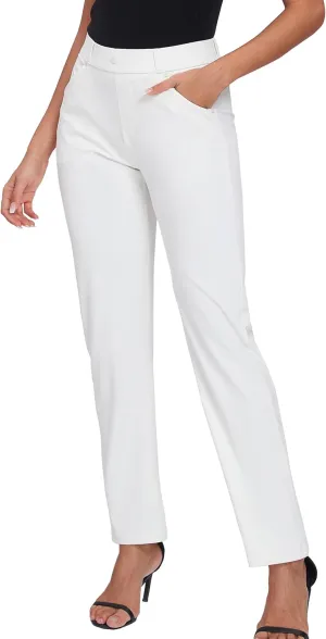 Oalka Women's Dress Pants Straight Leg Yoga Work Stretchy Pant for Office Business