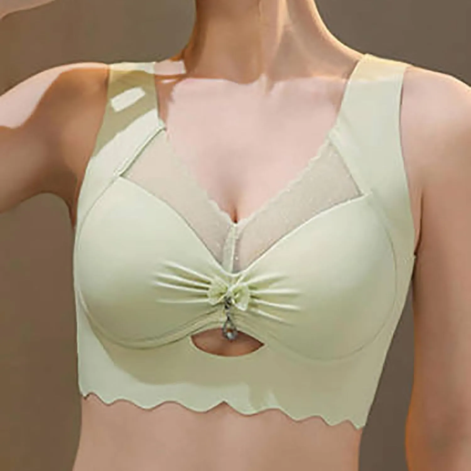 Oversize Seamless Bras for Women Sexy Push Up Front Pleated No Underwire Underwear Sexy Lace Breathable Bralettes