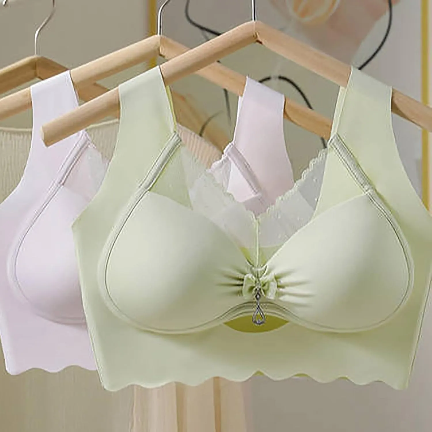 Oversize Seamless Bras for Women Sexy Push Up Front Pleated No Underwire Underwear Sexy Lace Breathable Bralettes