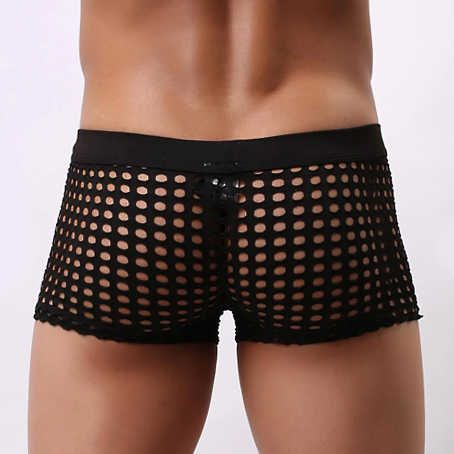 Panegy Men's Muscle Shorts Fishnet Openwork Boxer Shorts Workout Running Gym Mesh Hot Shorts Swim Trunks