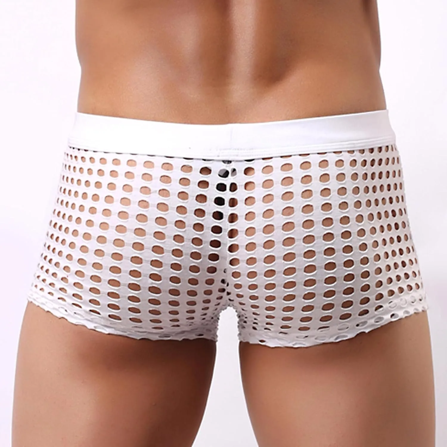 Panegy Men's Muscle Shorts Fishnet Openwork Boxer Shorts Workout Running Gym Mesh Hot Shorts Swim Trunks