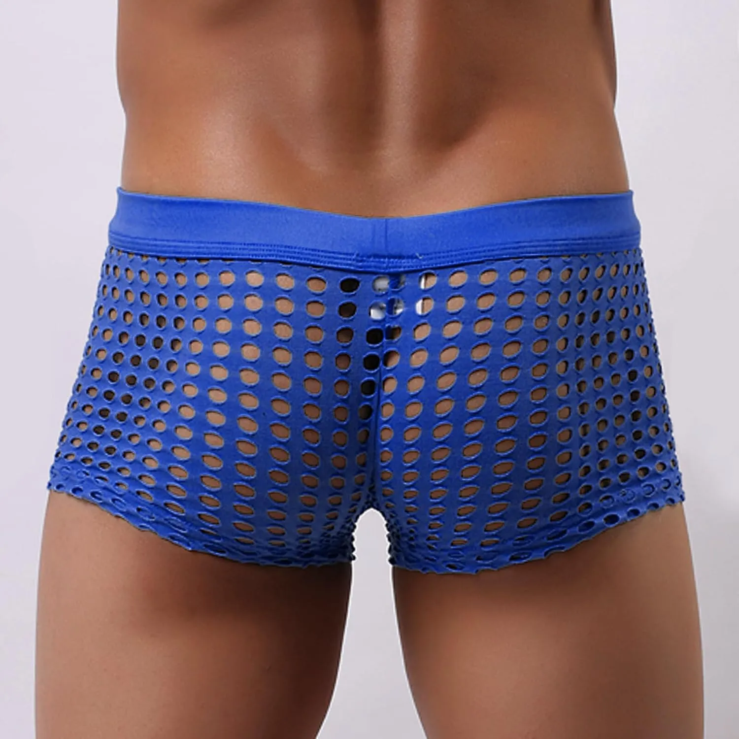 Panegy Men's Muscle Shorts Fishnet Openwork Boxer Shorts Workout Running Gym Mesh Hot Shorts Swim Trunks
