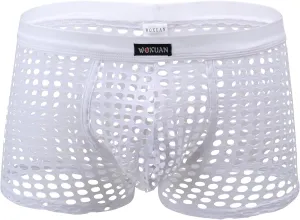 Panegy Men's Muscle Shorts Fishnet Openwork Boxer Shorts Workout Running Gym Mesh Hot Shorts Swim Trunks