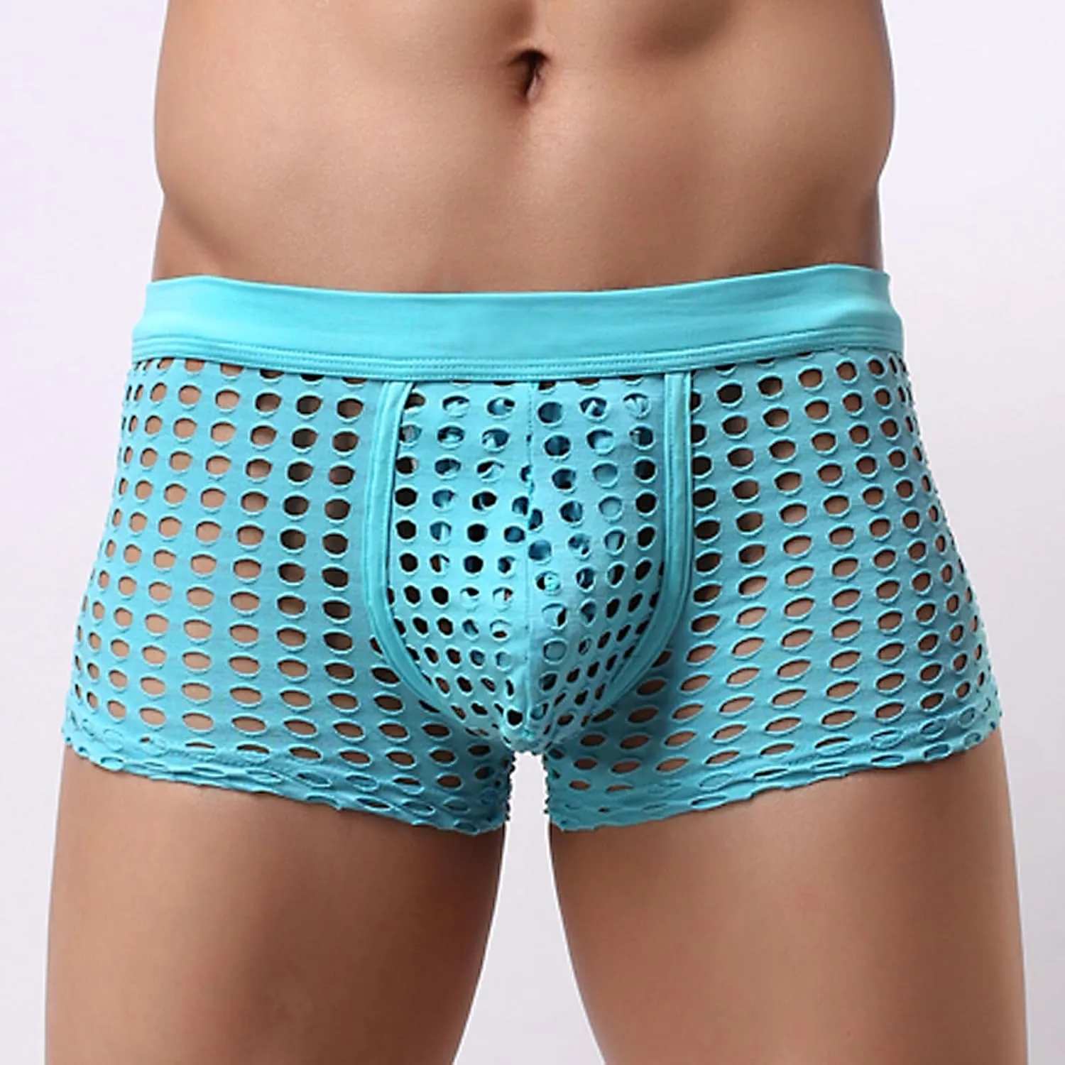 Panegy Men's Muscle Shorts Fishnet Openwork Boxer Shorts Workout Running Gym Mesh Hot Shorts Swim Trunks