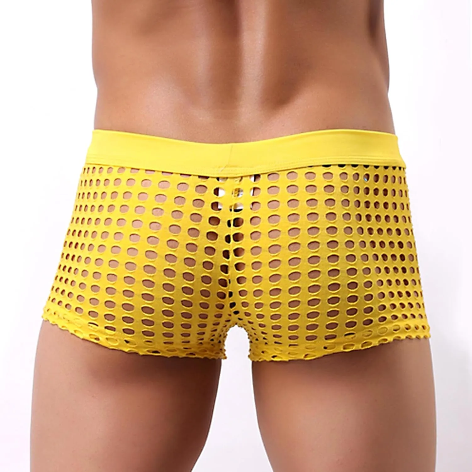 Panegy Men's Muscle Shorts Fishnet Openwork Boxer Shorts Workout Running Gym Mesh Hot Shorts Swim Trunks