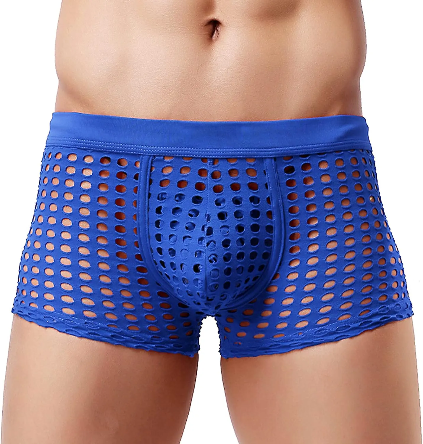 Panegy Men's Muscle Shorts Fishnet Openwork Boxer Shorts Workout Running Gym Mesh Hot Shorts Swim Trunks