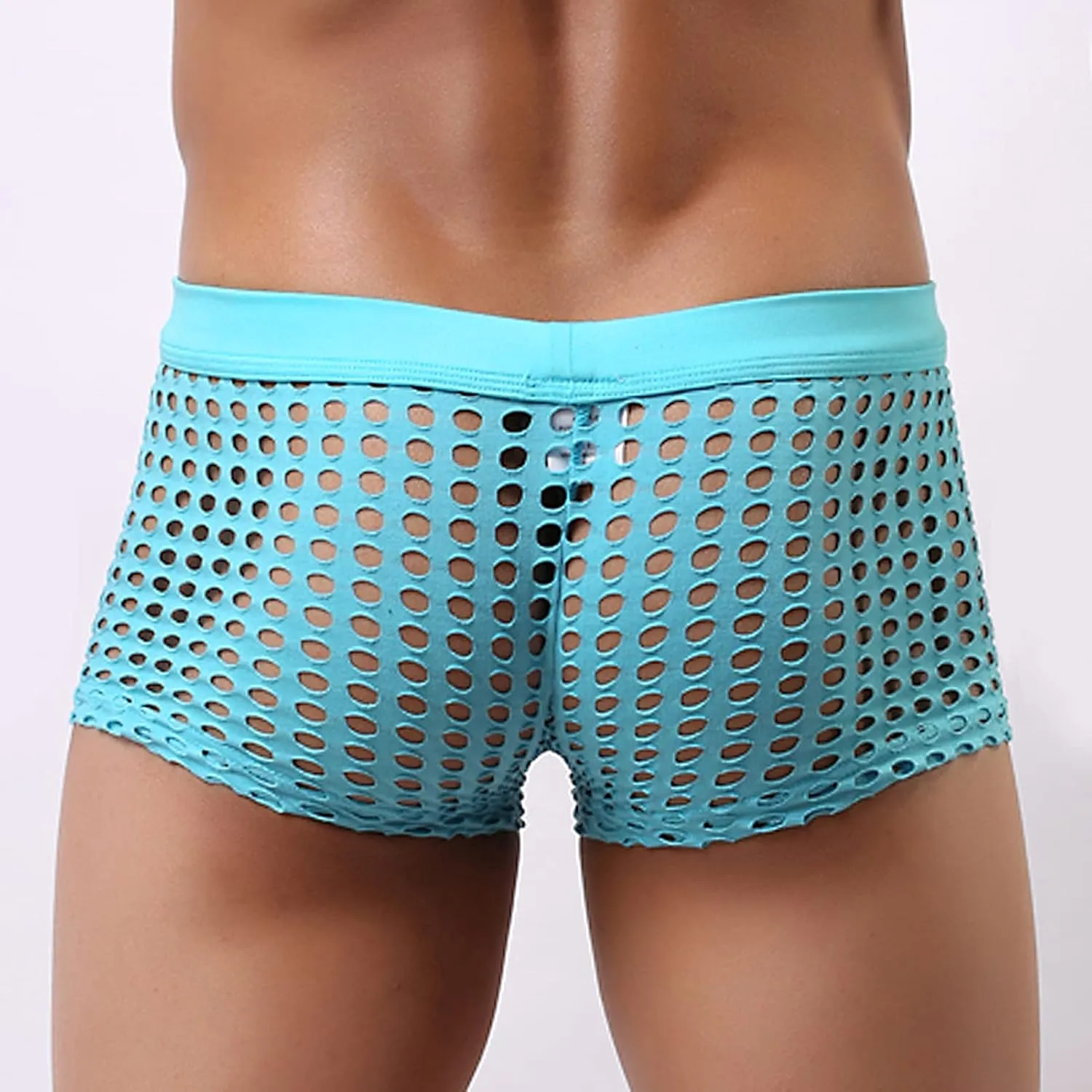 Panegy Men's Muscle Shorts Fishnet Openwork Boxer Shorts Workout Running Gym Mesh Hot Shorts Swim Trunks