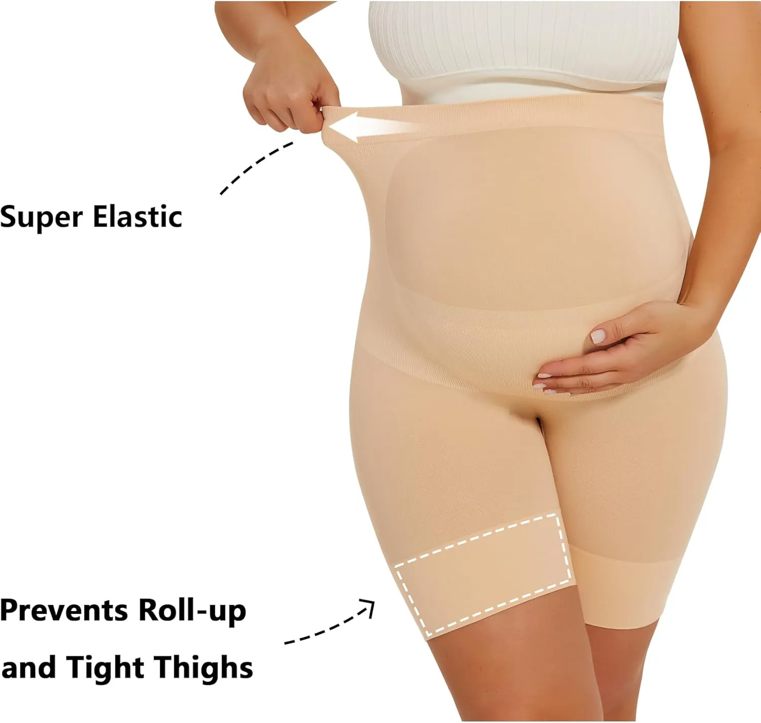 Peauty Seamless Maternity Shapewear & Underwear 2-in-1, Non-Roll Edge Pregnancy Shorts Essentials Maternity Dress(S-3XL)