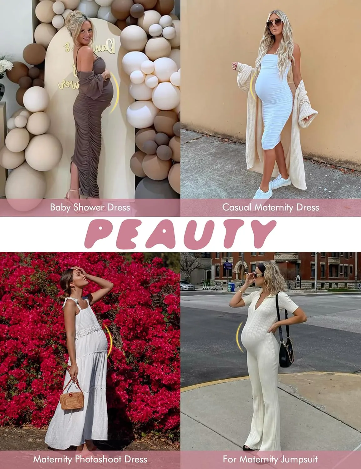 Peauty Seamless Maternity Shapewear & Underwear 2-in-1, Non-Roll Edge Pregnancy Shorts Essentials Maternity Dress(S-3XL)