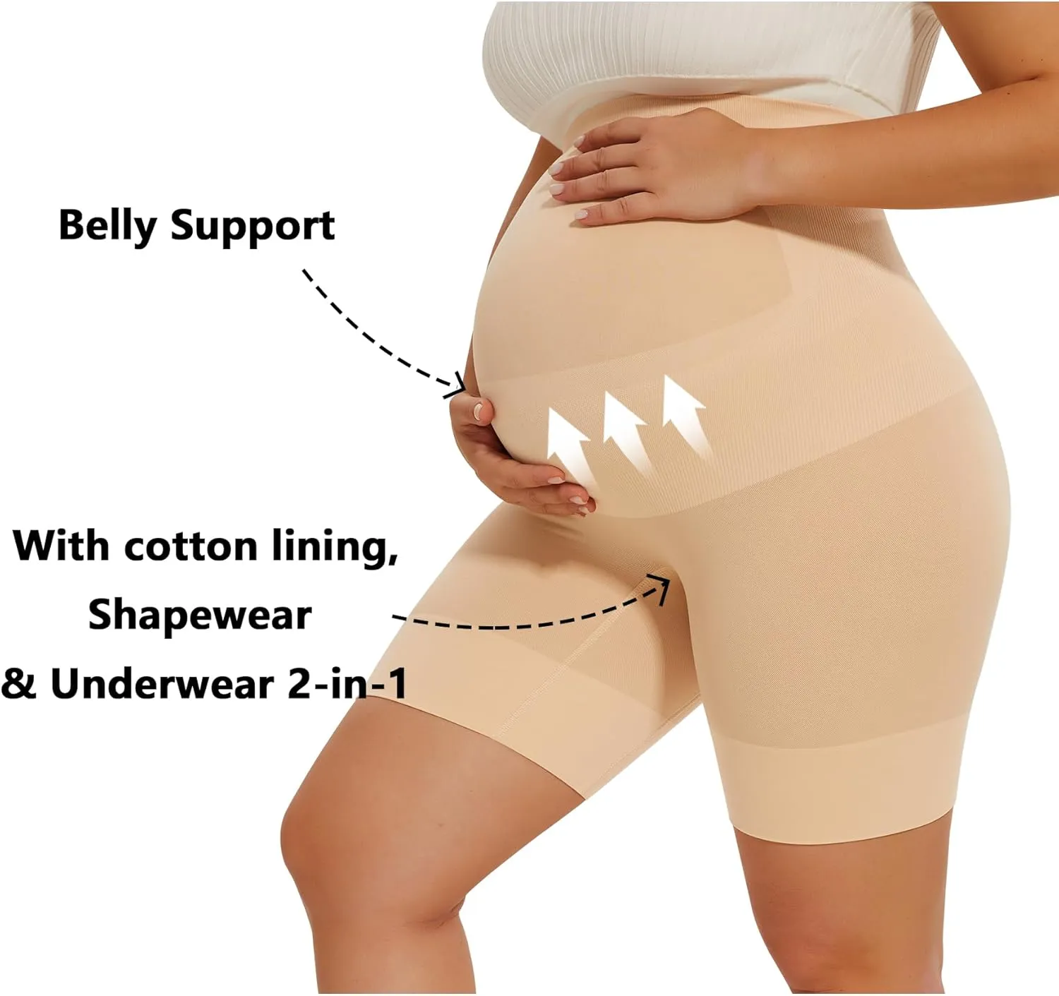 Peauty Seamless Maternity Shapewear & Underwear 2-in-1, Non-Roll Edge Pregnancy Shorts Essentials Maternity Dress(S-3XL)