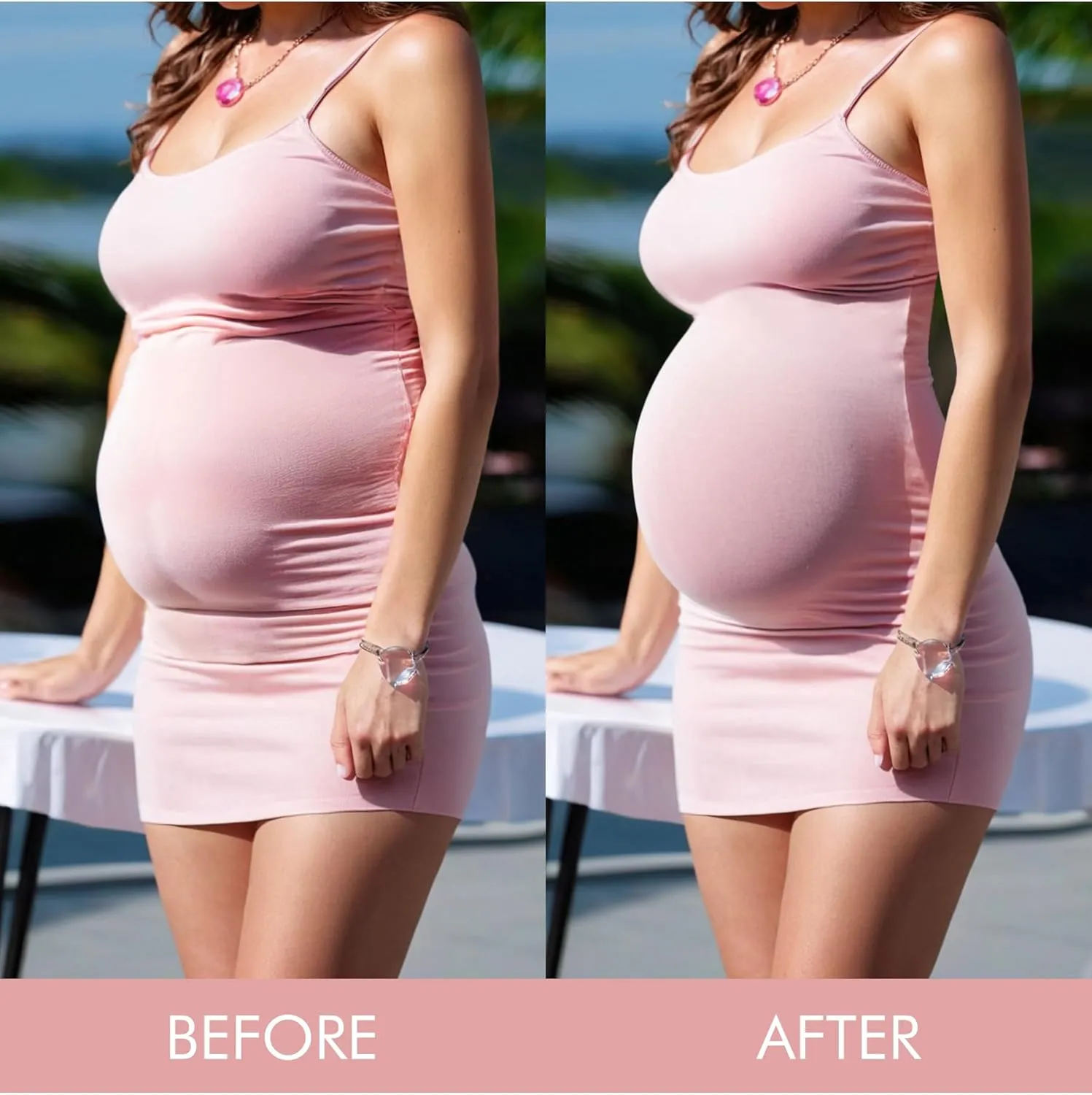 Peauty Seamless Maternity Shapewear Over Belly(S-3XL), Non-Roll Edge Pregnancy Underwear for Baby Shower & Daily Wear