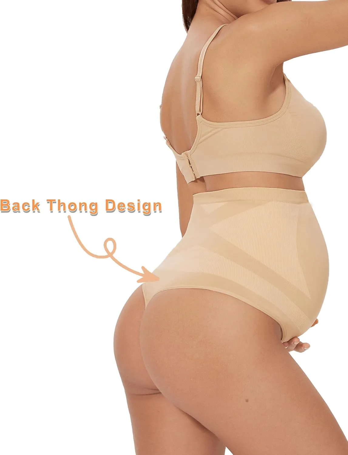 Peauty Women's Seamless Maternity Thong Underwear (S-3XL) - High Waisted No Panty Lines Shapewear for Dresses & Formal Wear