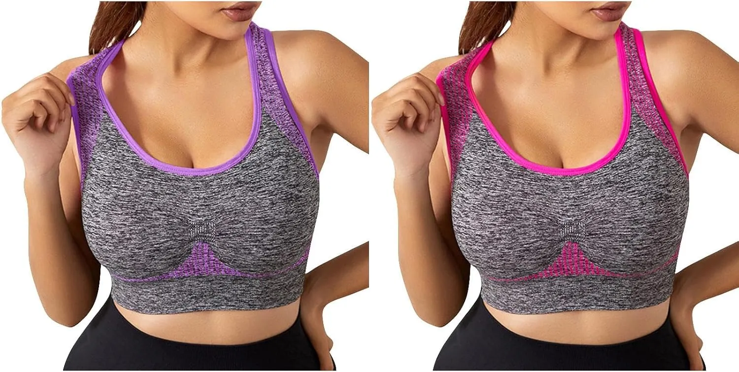 Plunge Unlined Seamless Bra Yoga Bra -Binding Underwear Everyday Basic Sleeping Bras Sport Bras for Women Lounge