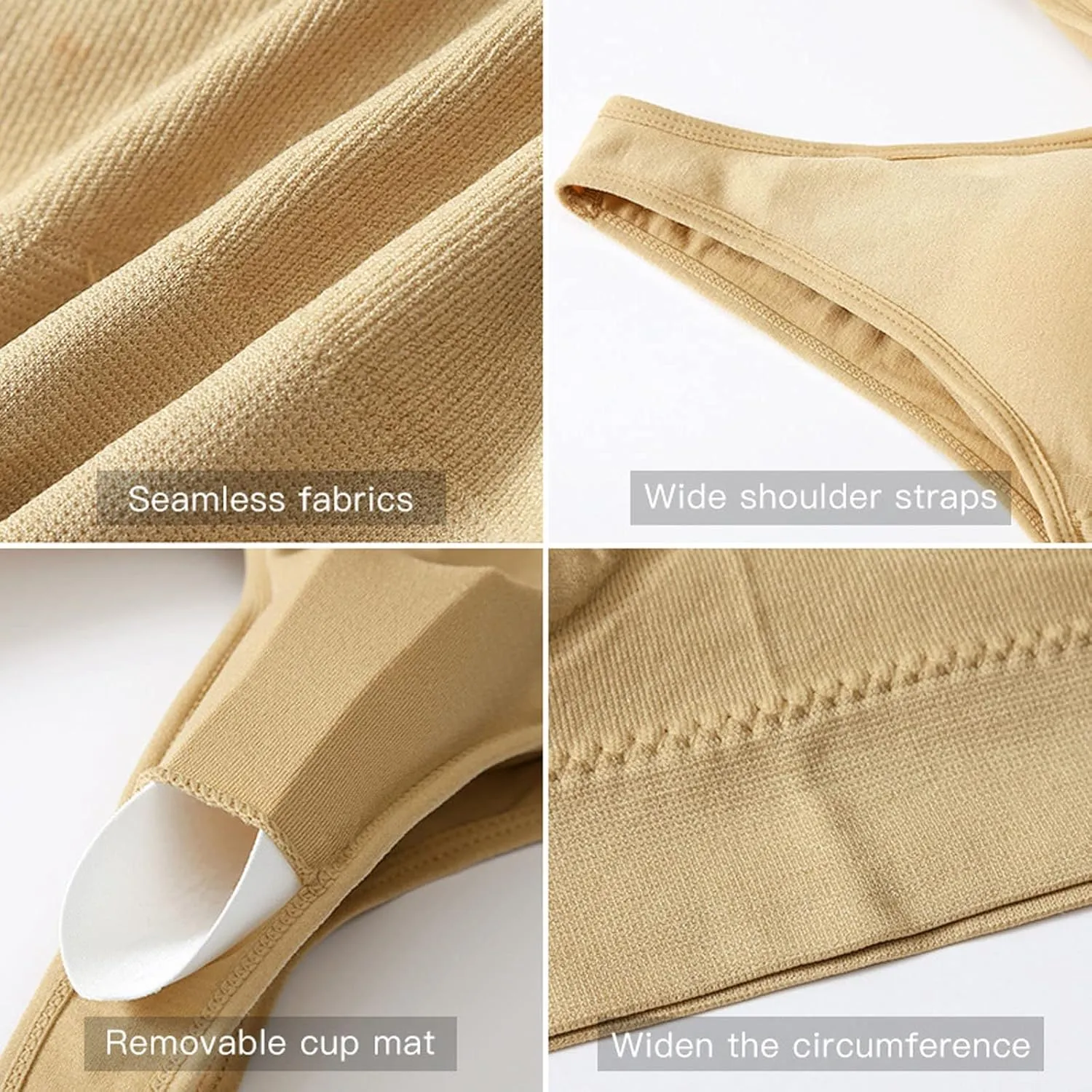 Plunge Unlined Seamless Bra Yoga Bra -Binding Underwear Everyday Basic Sleeping Bras Sport Bras for Women Lounge