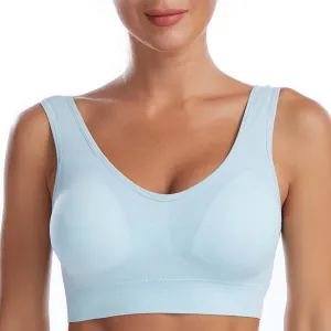 Plunge Unlined Seamless Bra Yoga Bra -Binding Underwear Everyday Basic Sleeping Bras Sport Bras for Women Lounge
