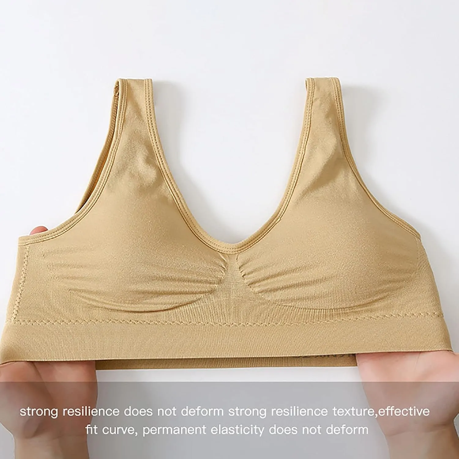 Plunge Unlined Seamless Bra Yoga Bra -Binding Underwear Everyday Basic Sleeping Bras Sport Bras for Women Lounge