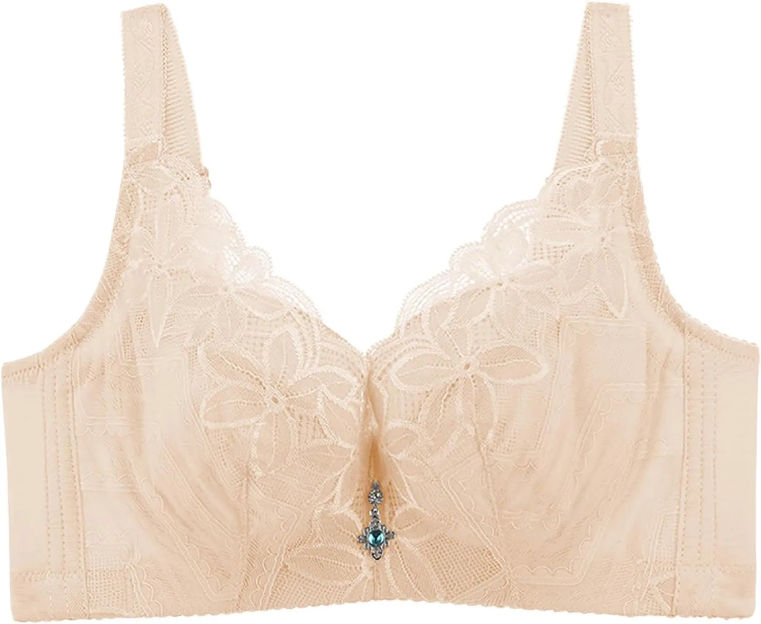 Plus Size Lace Bra for Women Full-Coverage Pullover Stretch No Underwire Underwear Solid Color Sexy Push Up Bralette