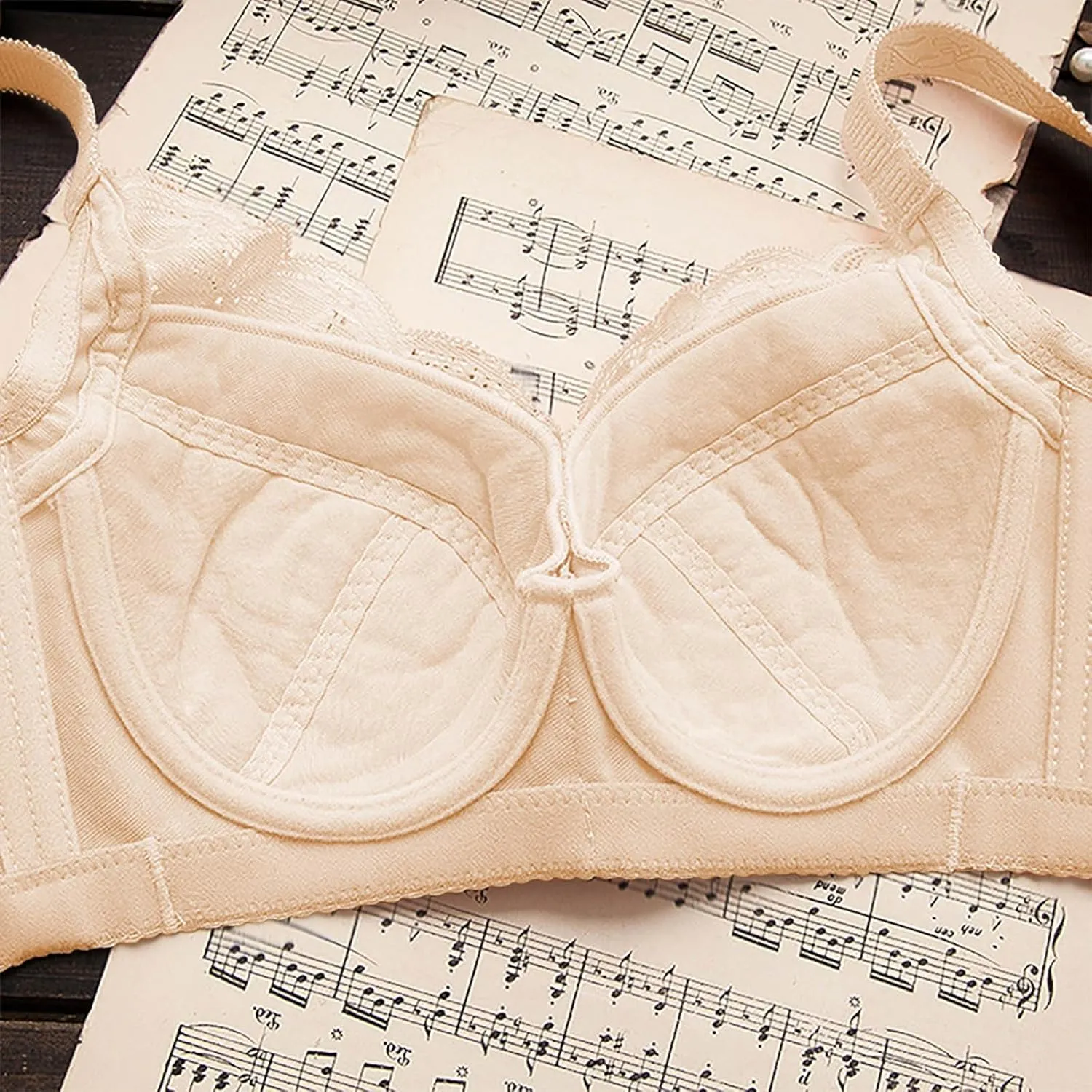 Plus Size Lace Bra for Women Full-Coverage Pullover Stretch No Underwire Underwear Solid Color Sexy Push Up Bralette