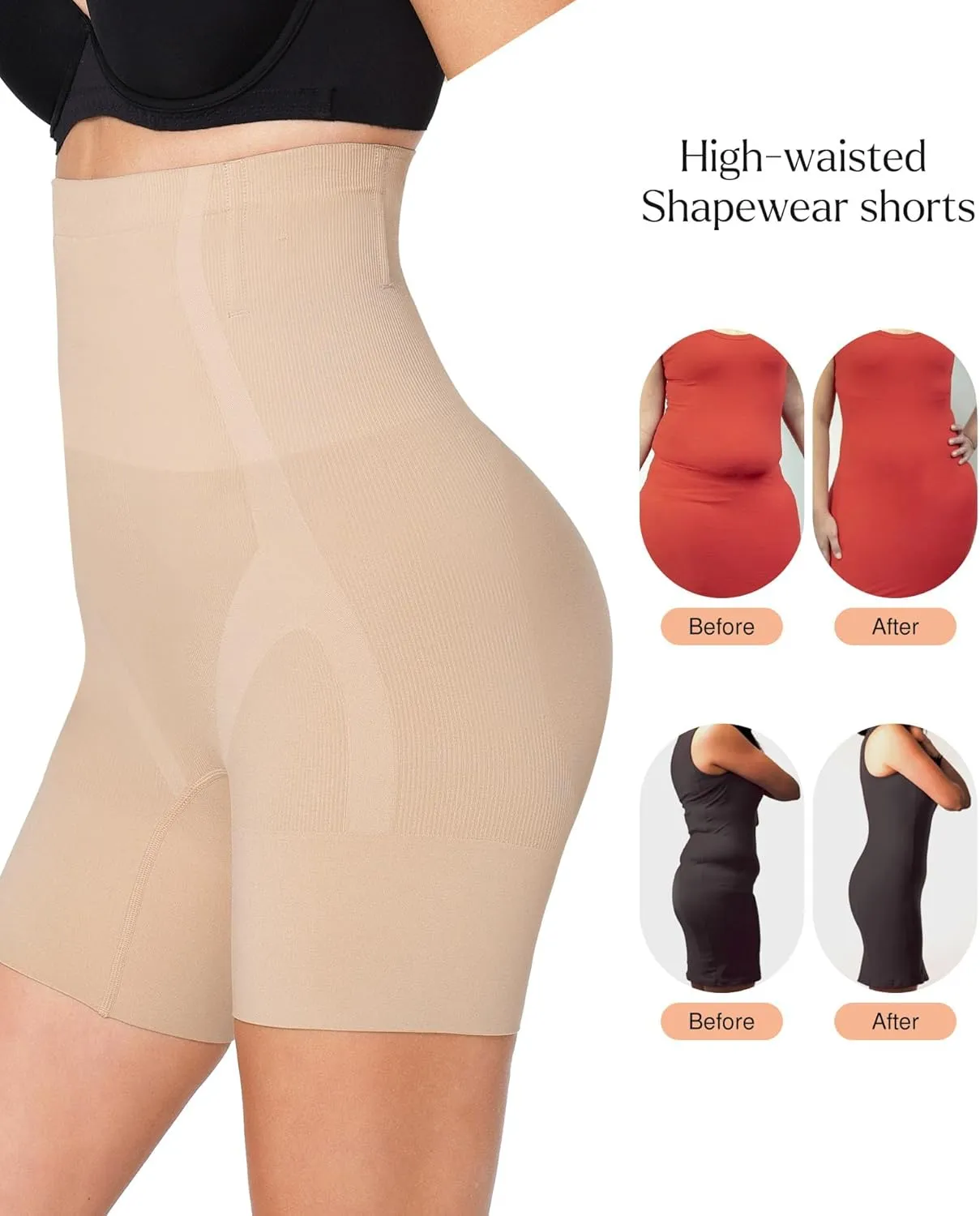 Popilush Shapewear Shorts Tummy Control High Waisted Body Shaper Seamless Underwear for Women Butt Lifting