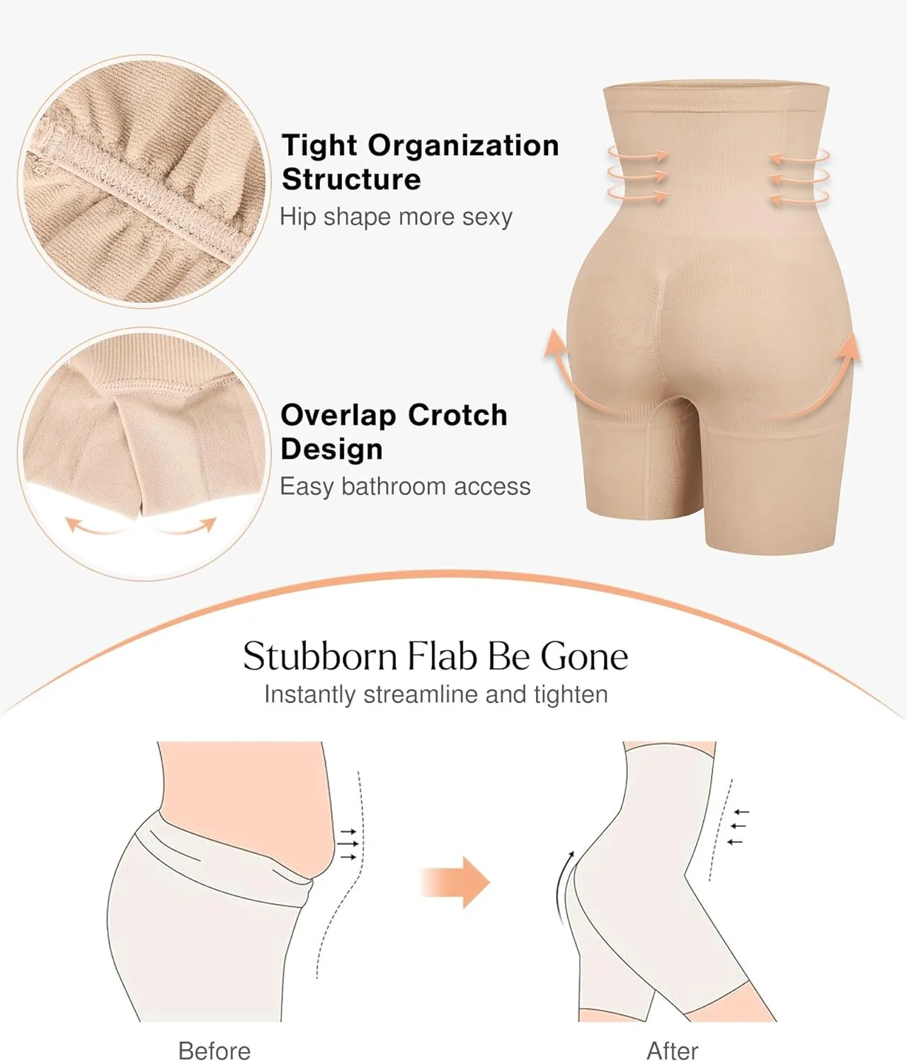 Popilush Shapewear Shorts Tummy Control High Waisted Body Shaper Seamless Underwear for Women Butt Lifting