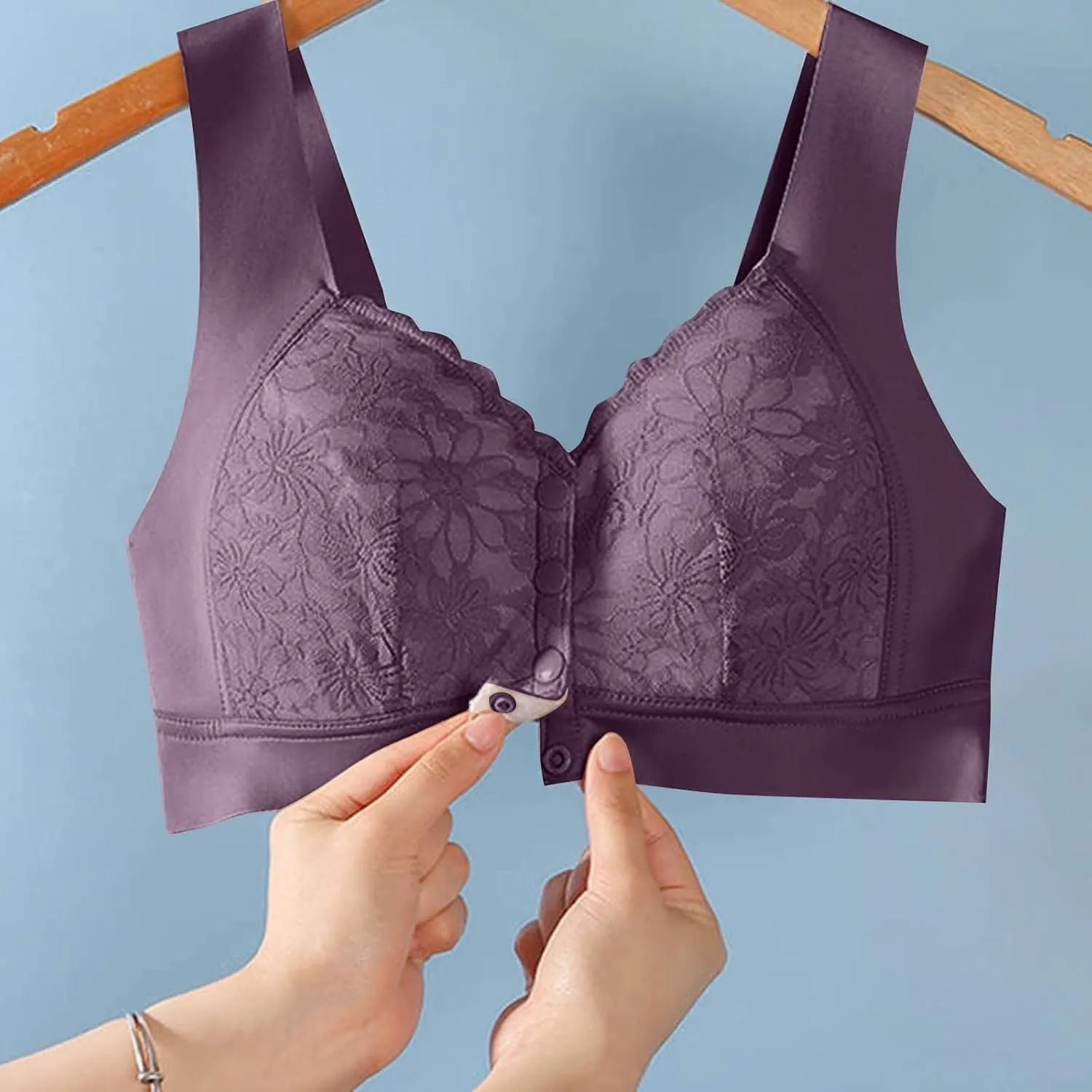 Push Up Bras for Women Sexy Lace Embroidery Brassiere 2025 Seamless Wireless Front Closure Everyday Sleeping Bras