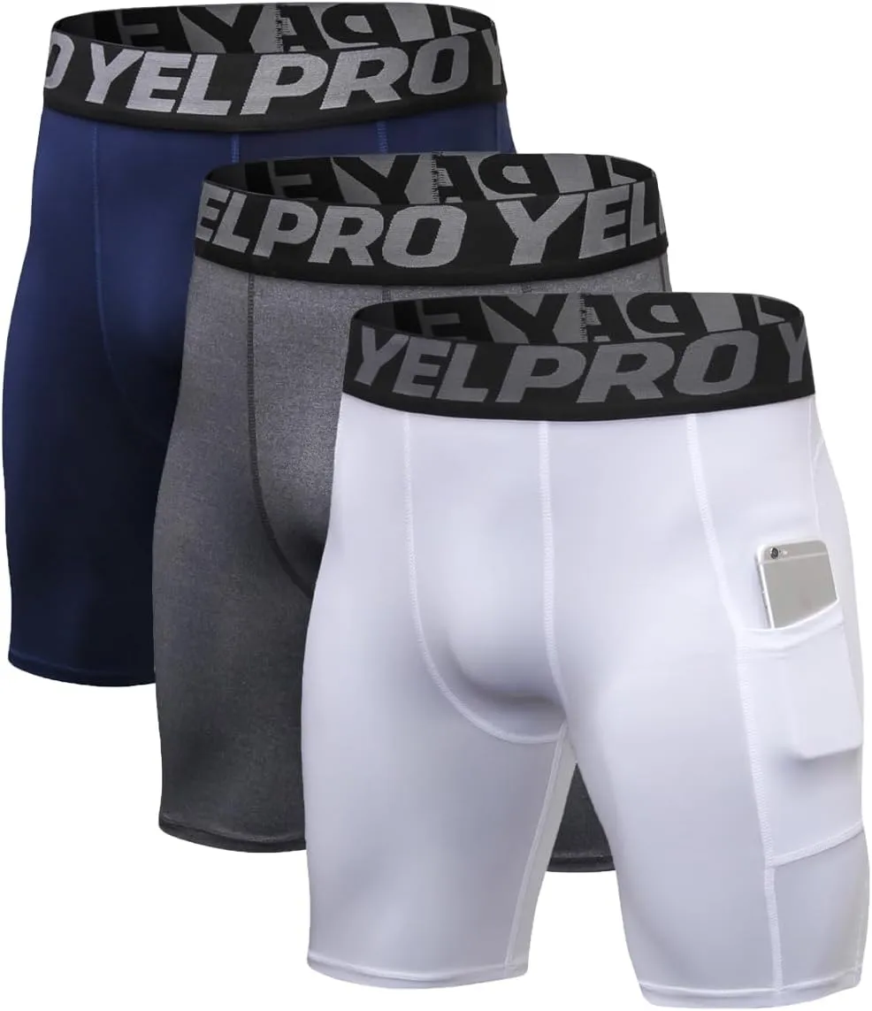 Queerier Mens Compression Shorts 1/3/4 Pack, Spandex Running Sports Workout Base Layer Underwear Athletic Shorts
