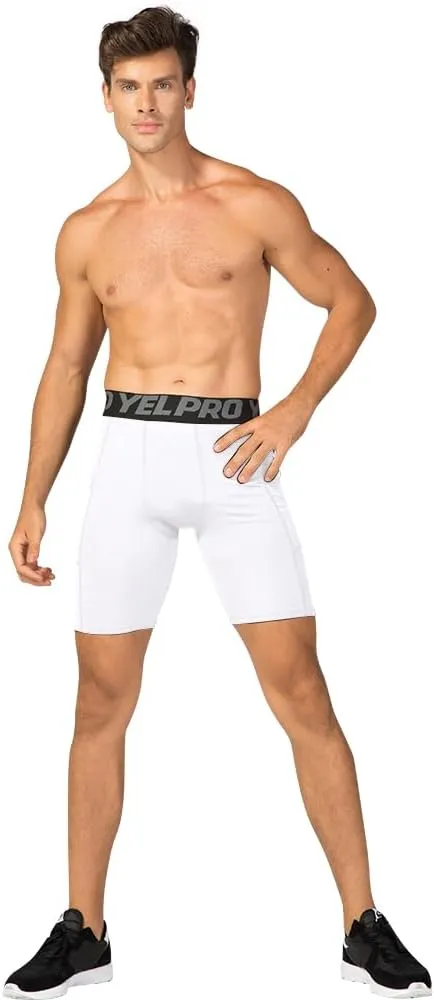 Queerier Mens Compression Shorts 1/3/4 Pack, Spandex Running Sports Workout Base Layer Underwear Athletic Shorts