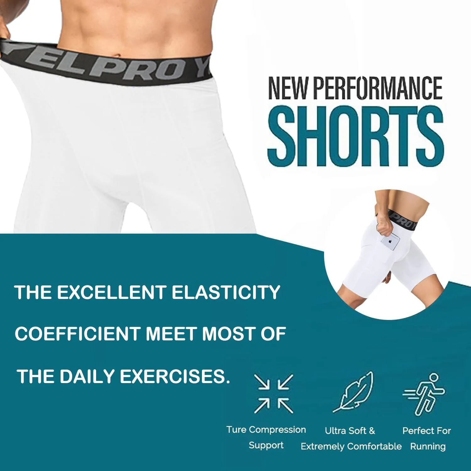 Queerier Mens Compression Shorts 1/3/4 Pack, Spandex Running Sports Workout Base Layer Underwear Athletic Shorts