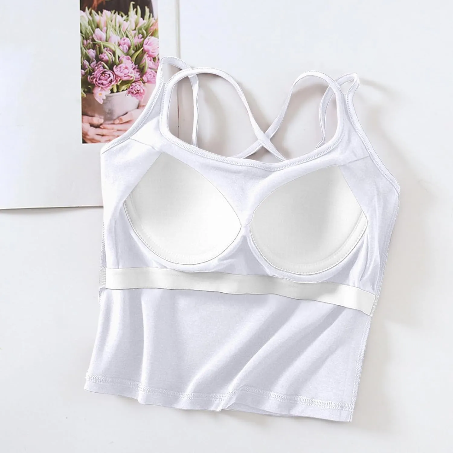 Racerback Tank Top for Women Shelf Bra Yoga Tops Summer Cami Shirt Basic Athletic Camisole with Built in Bras