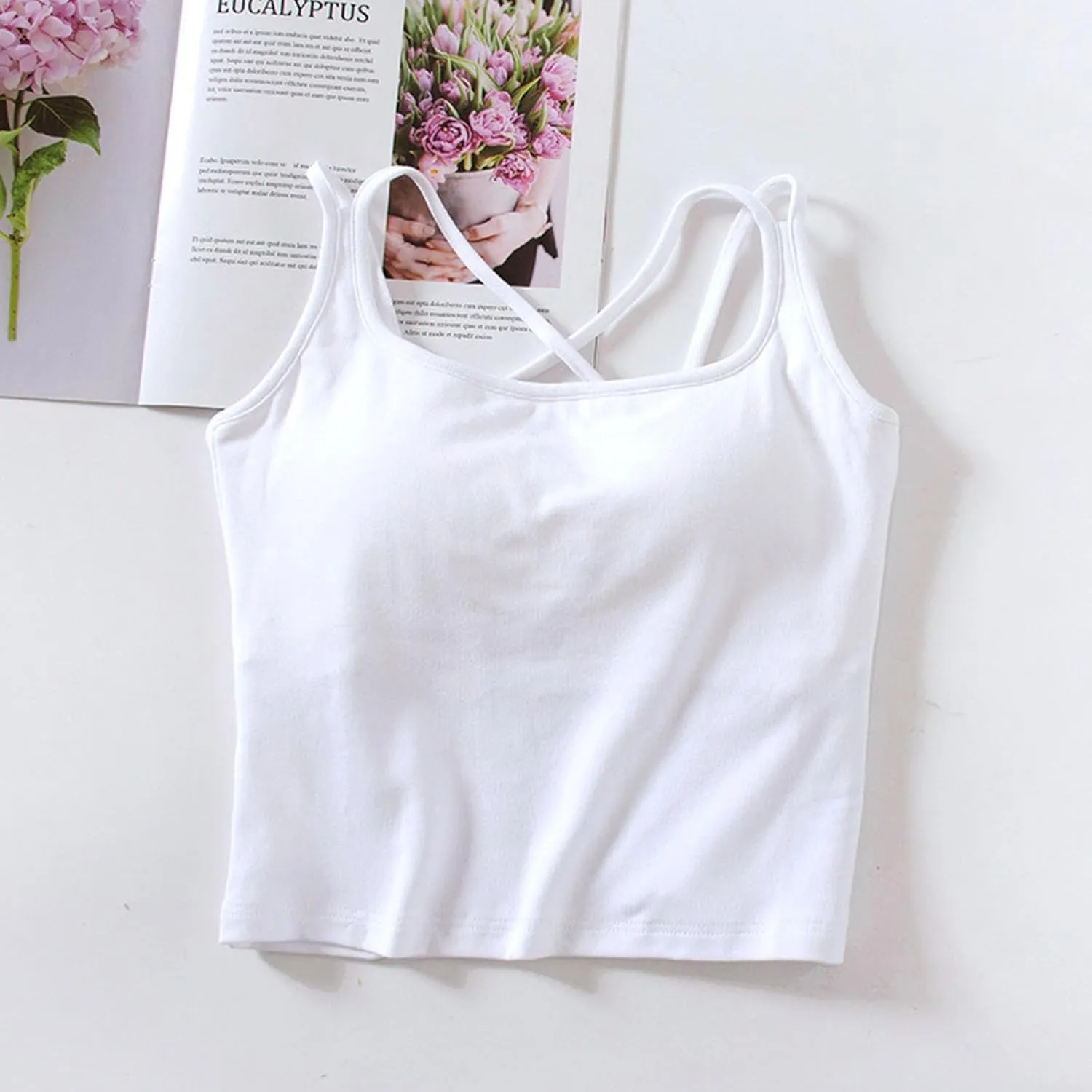 Racerback Tank Top for Women Shelf Bra Yoga Tops Summer Cami Shirt Basic Athletic Camisole with Built in Bras