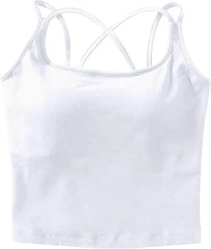 Racerback Tank Top for Women Shelf Bra Yoga Tops Summer Cami Shirt Basic Athletic Camisole with Built in Bras