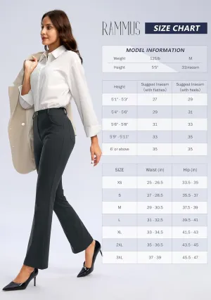 Rammus Womens Dress Pants with Pockets Stretchy Business Casual Work Pants Bootcut Slacks for Office