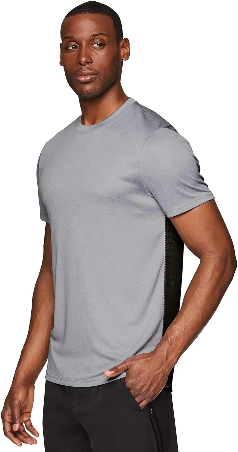 RBX Active Men's Athletic Performance Gym Workout Ventilated Mesh Short Sleeve Crewneck T-Shirt