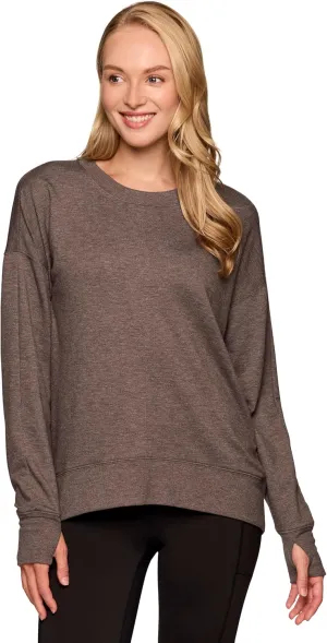 RBX Active Women's Yoga Top Lightweight French Terry Sweatshirt with Thumbholes, Dolman Sweater for Women