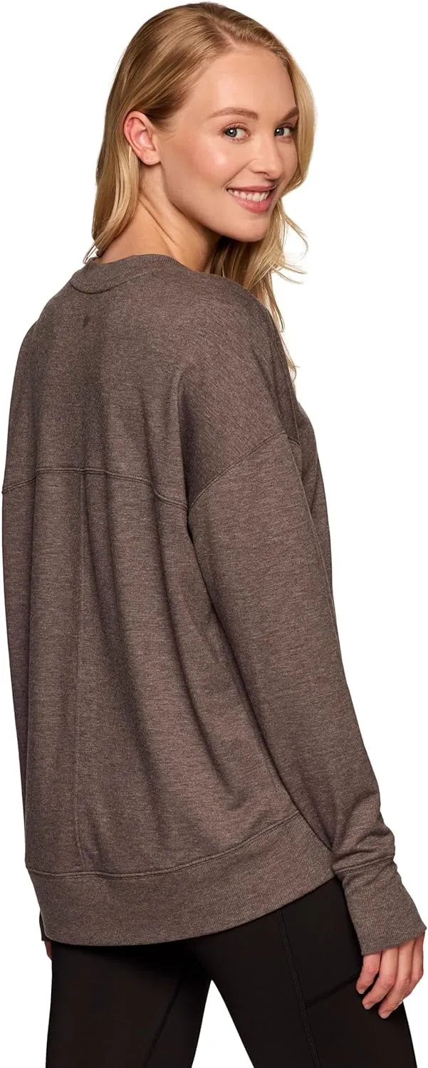 RBX Active Women's Yoga Top Lightweight French Terry Sweatshirt with Thumbholes, Dolman Sweater for Women