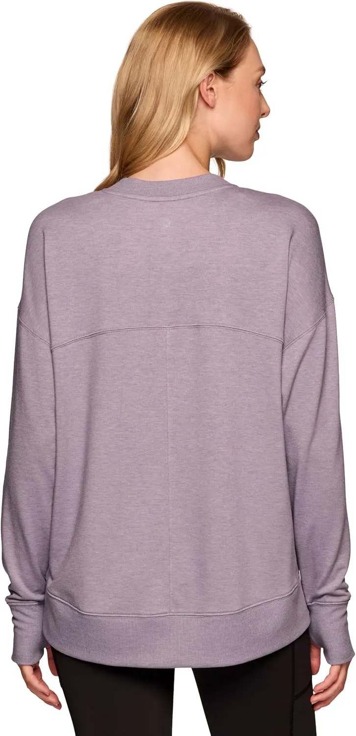RBX Active Women's Yoga Top Lightweight French Terry Sweatshirt with Thumbholes, Dolman Sweater for Women