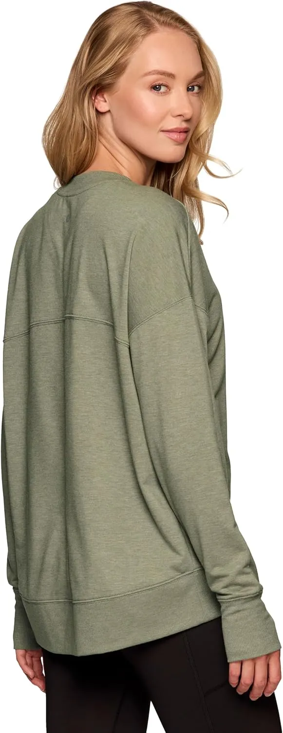 RBX Active Women's Yoga Top Lightweight French Terry Sweatshirt with Thumbholes, Dolman Sweater for Women