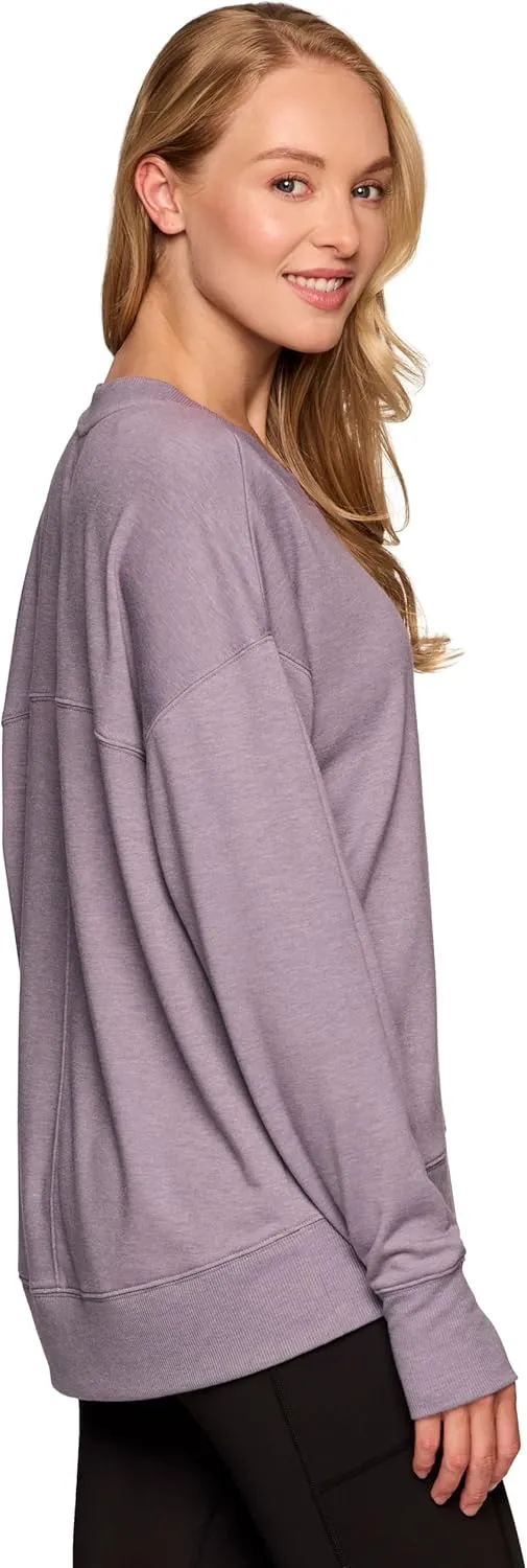 RBX Active Women's Yoga Top Lightweight French Terry Sweatshirt with Thumbholes, Dolman Sweater for Women