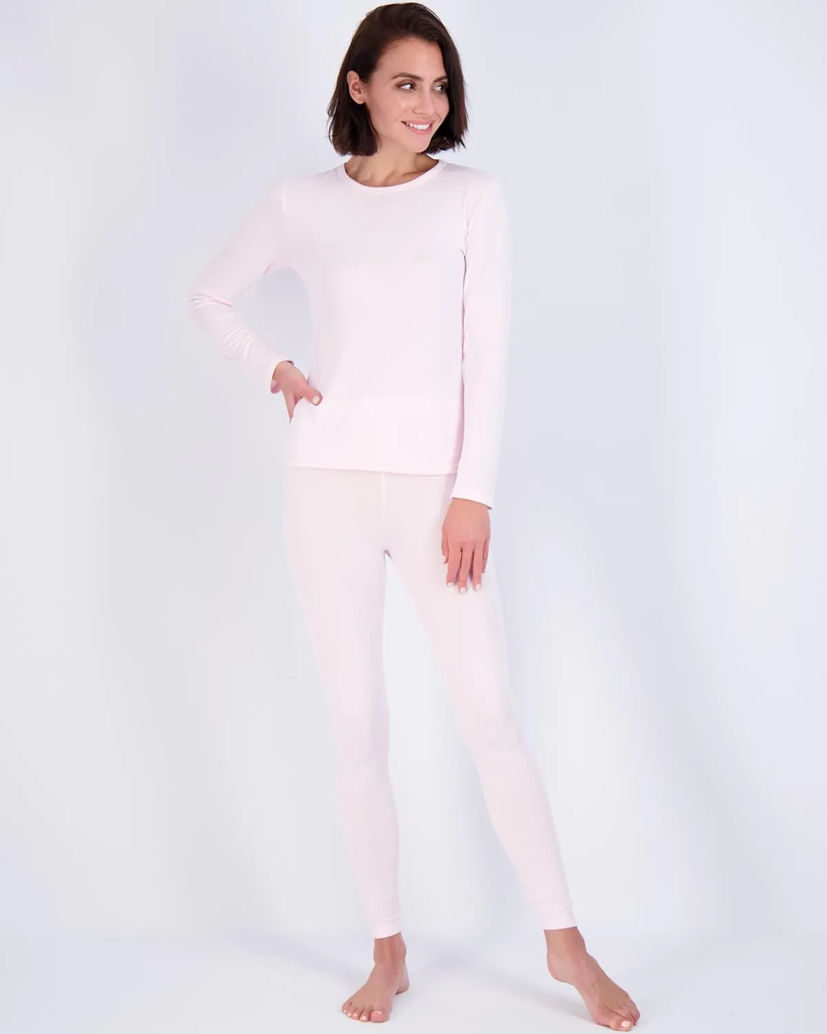 Real Essentials 4 Piece: Womens Thermal Underwear Set - Thermal Underwear for Women Fleece Lined Top & Bottom Long Johns