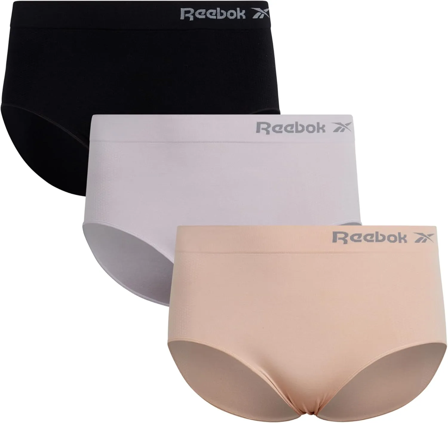 Reebok Women's Briefs - 3 Pack Performance High Waisted Seamless Underwear for Women (Sizes: S-XL, Extended Plus Size: 1X-3X)
