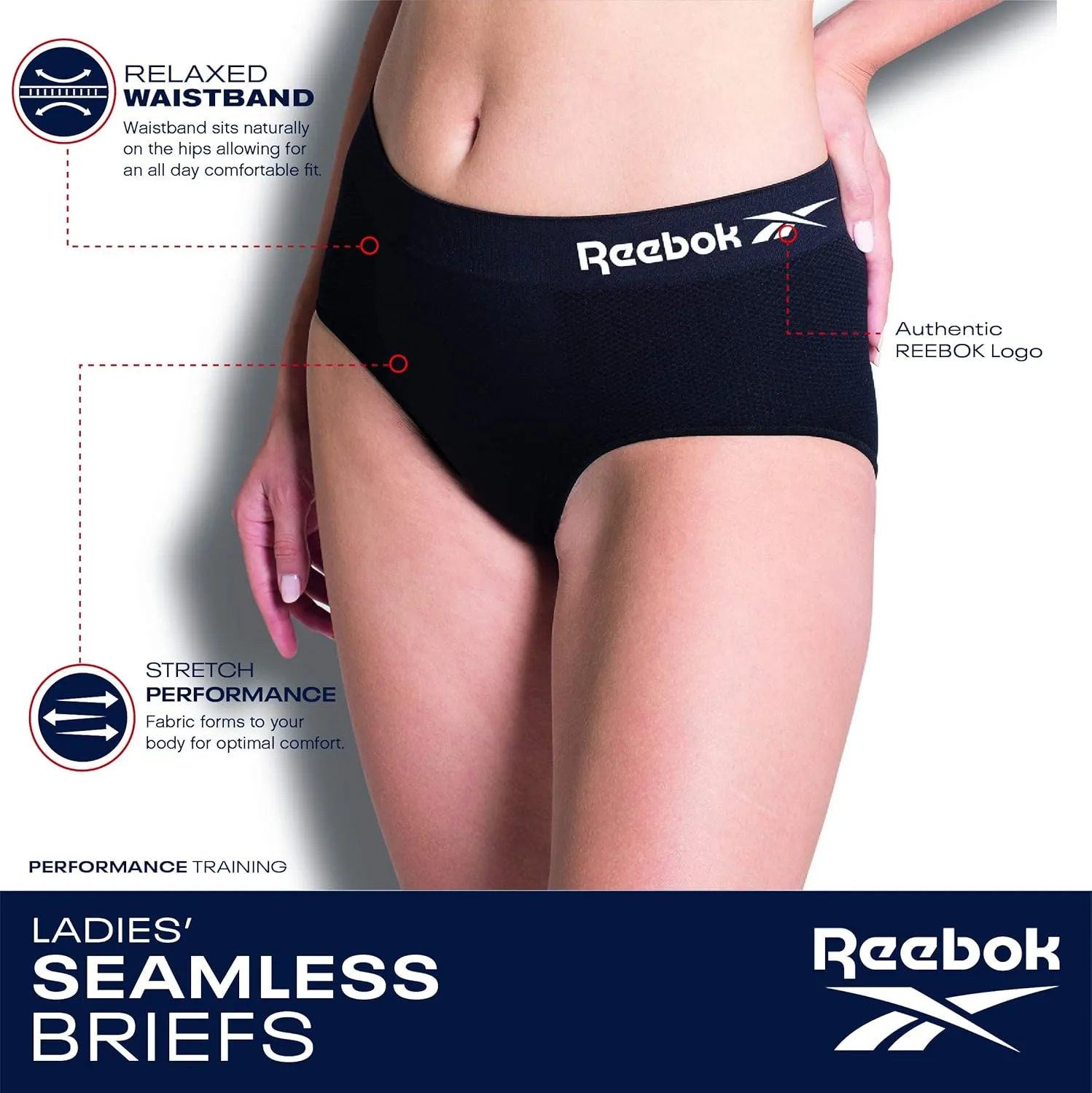 Reebok Women's Briefs - 3 Pack Performance High Waisted Seamless Underwear for Women (Sizes: S-XL, Extended Plus Size: 1X-3X)