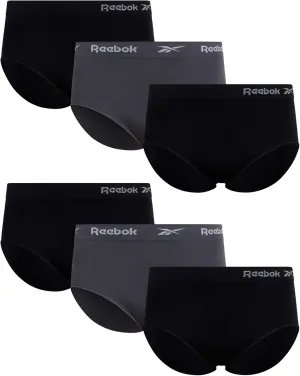 Reebok Womens Briefs - 6 Pack Performance High Waisted Seamless Underwear for Women (Sizes: S-XL, Extended Plus Size: 1X-3X)