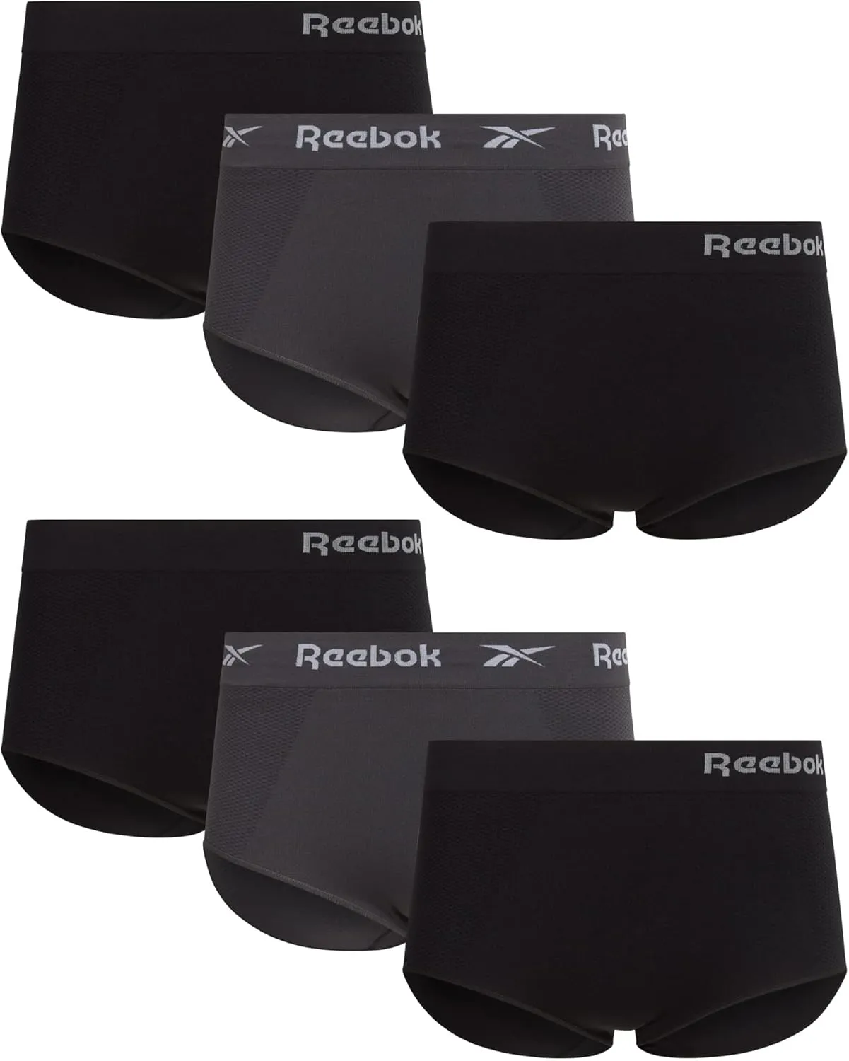 Reebok Womens Briefs - 6 Pack Performance High Waisted Seamless Underwear for Women (Sizes: S-XL, Extended Plus Size: 1X-3X)