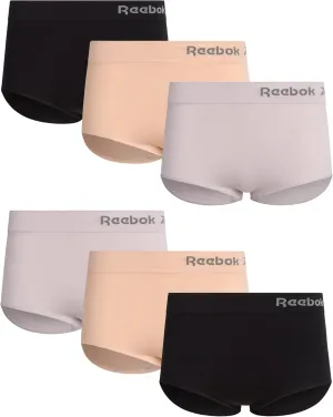 Reebok Womens Briefs - 6 Pack Performance High Waisted Seamless Underwear for Women (Sizes: S-XL, Extended Plus Size: 1X-3X)