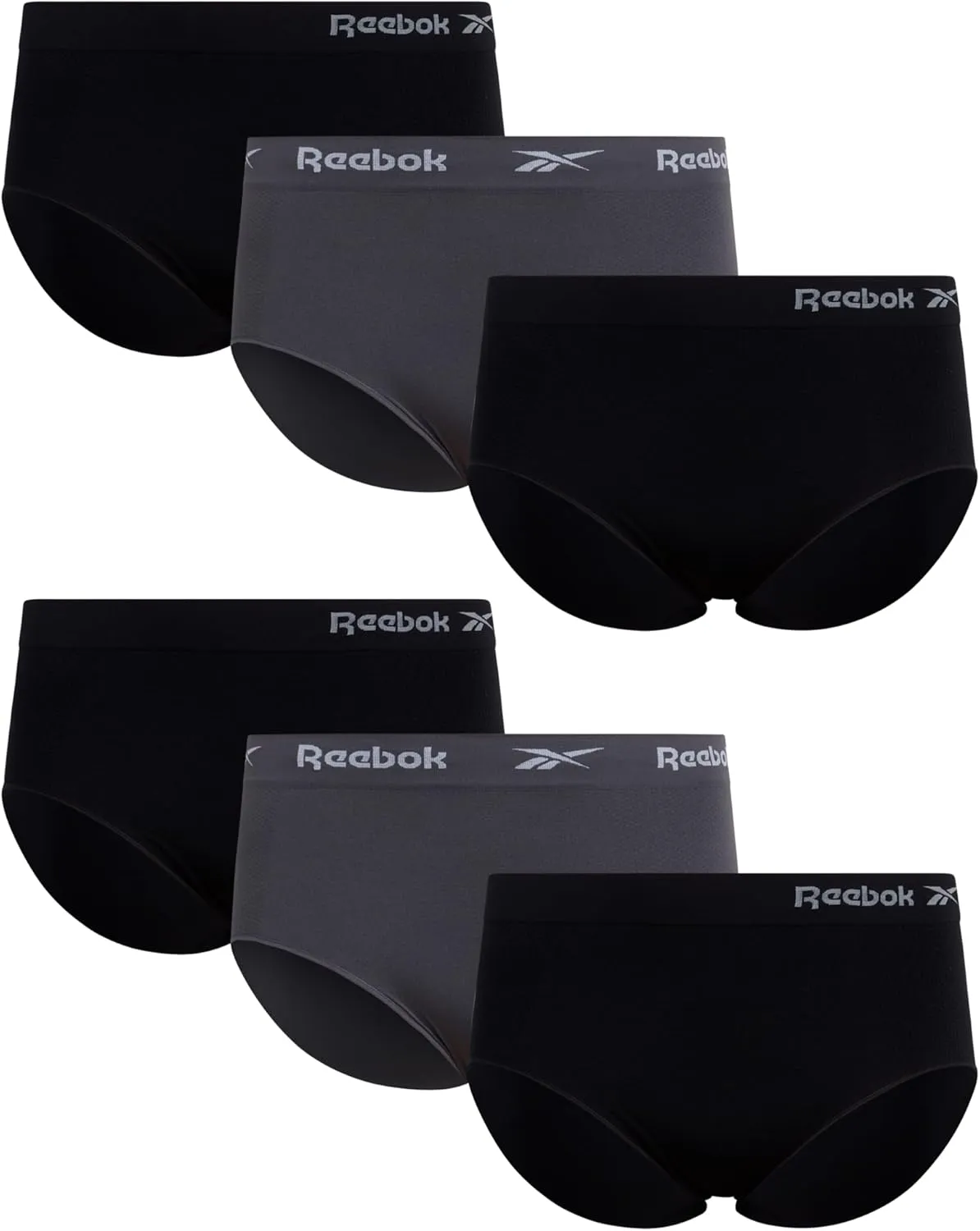 Reebok Womens Briefs - 6 Pack Performance High Waisted Seamless Underwear for Women (Sizes: S-XL, Extended Plus Size: 1X-3X)