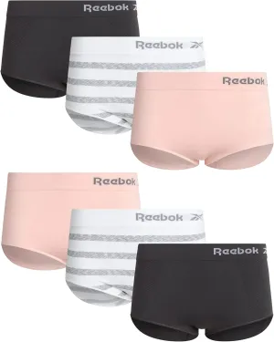 Reebok Womens Briefs - 6 Pack Performance High Waisted Seamless Underwear for Women (Sizes: S-XL, Extended Plus Size: 1X-3X)