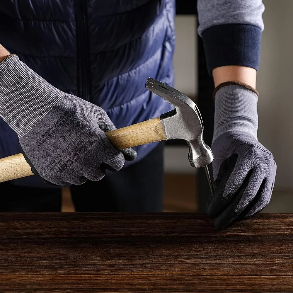 Safety Work Gloves MicroFoam Nitrile Coated-12 Pairs,Seamless Knit Nylon Gloves,Home Improvement,Micro-Foam Gloves