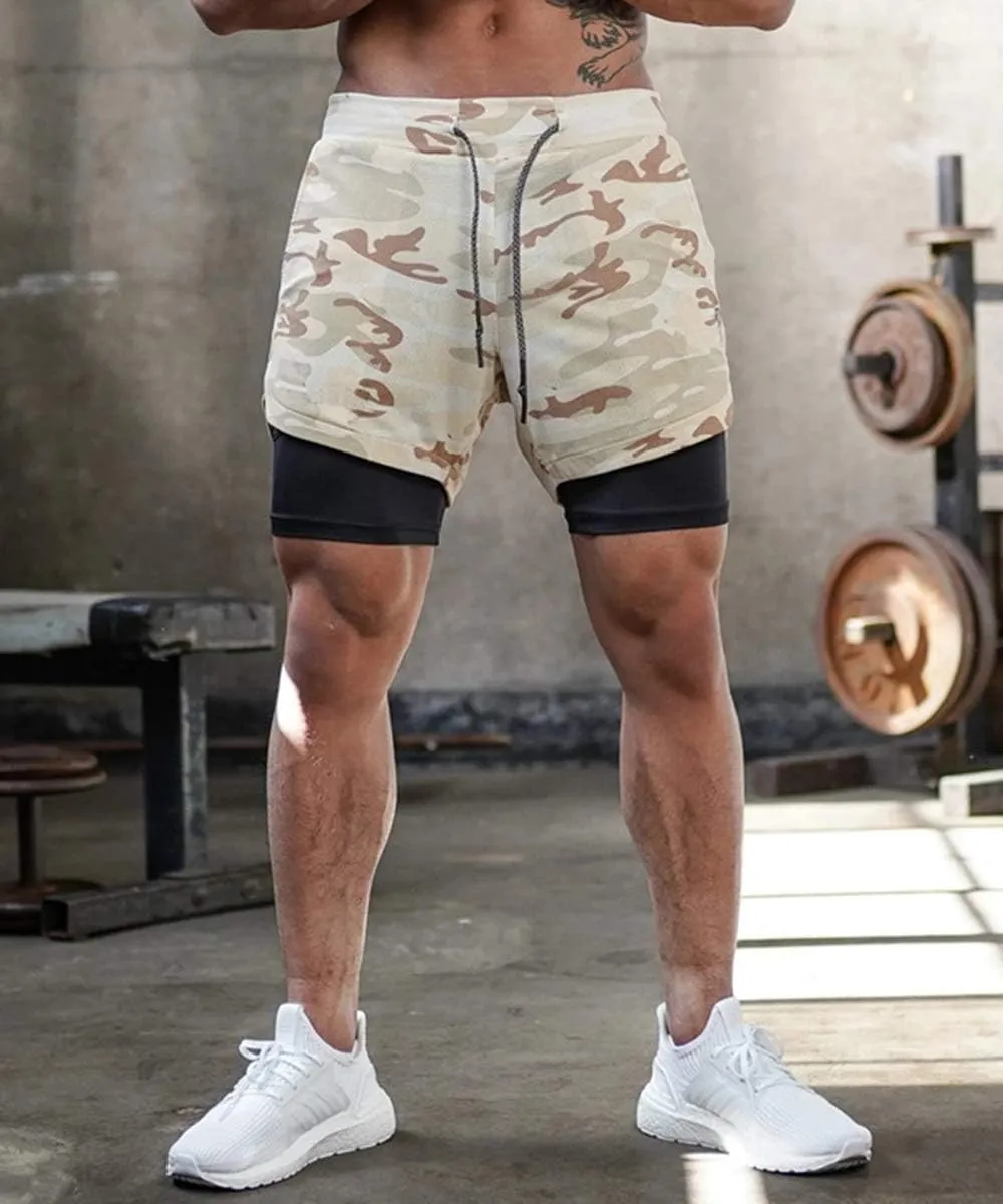 sandbank Men's 2-in-1 Sports Shorts Workout Running Shorts Gym Training Pants